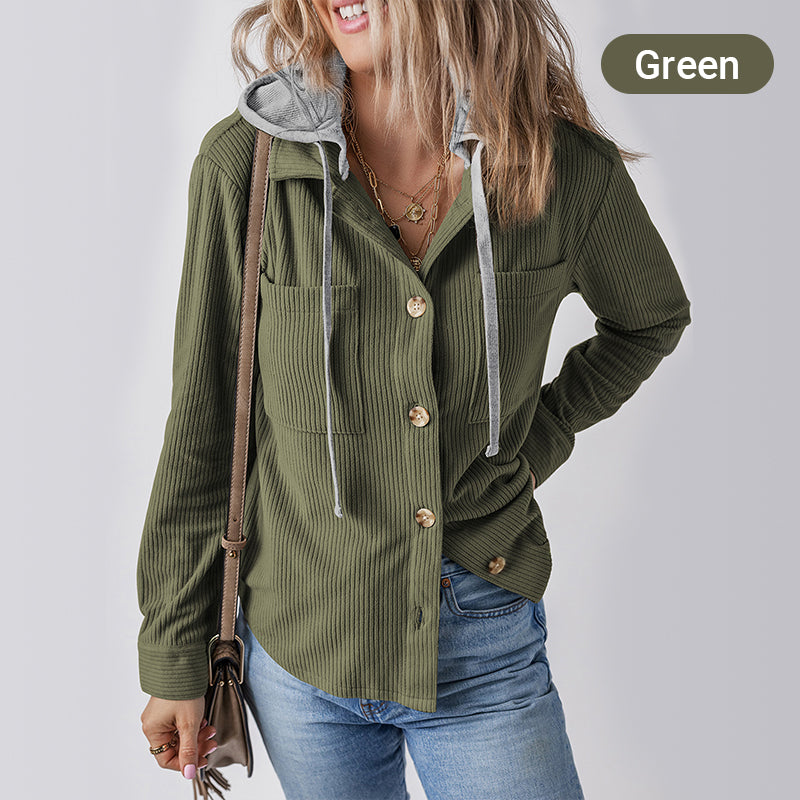Women's Casual Hooded Jacket with Pockets