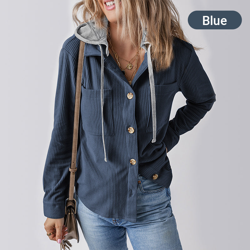 Women's Casual Hooded Jacket with Pockets