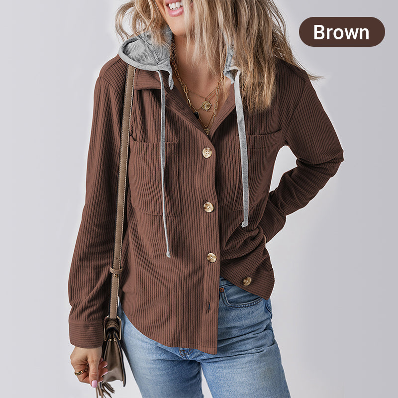 Women's Casual Hooded Jacket with Pockets
