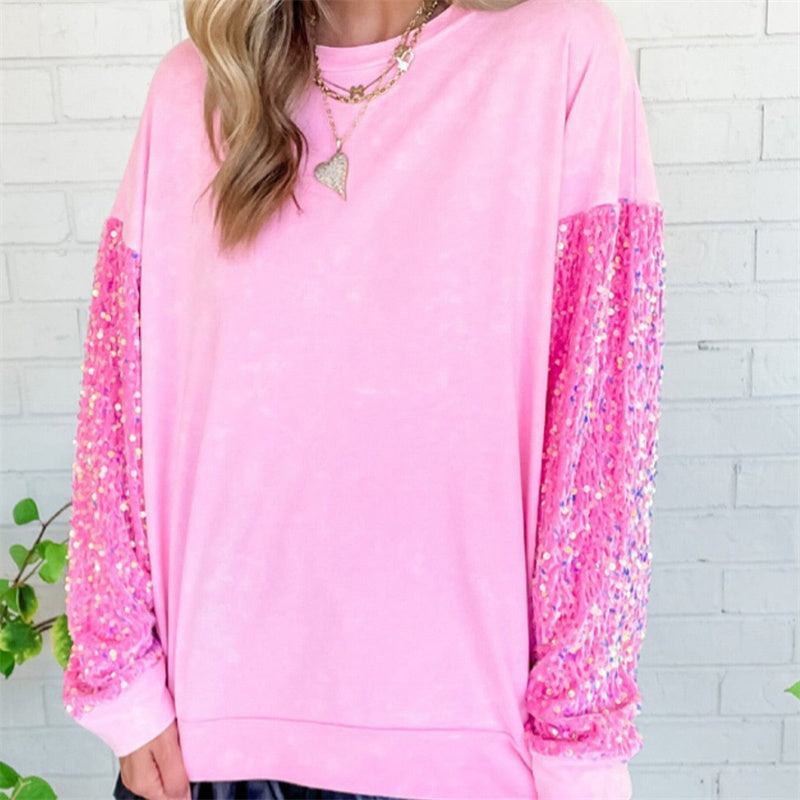 🎅Christmas Pre-sale🎁Women’s Loose Fit Sequin Sweatshirt