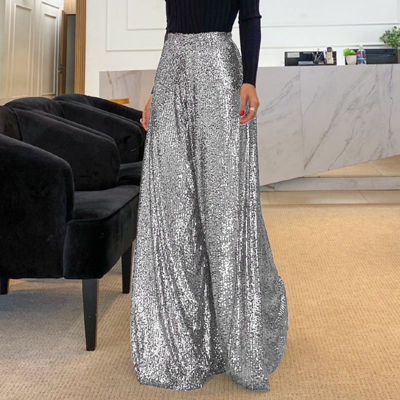 🎅Early Xmas Sales - 55% OFF🎄Women’s Trendy Sequin High Waist Wide Leg Pants