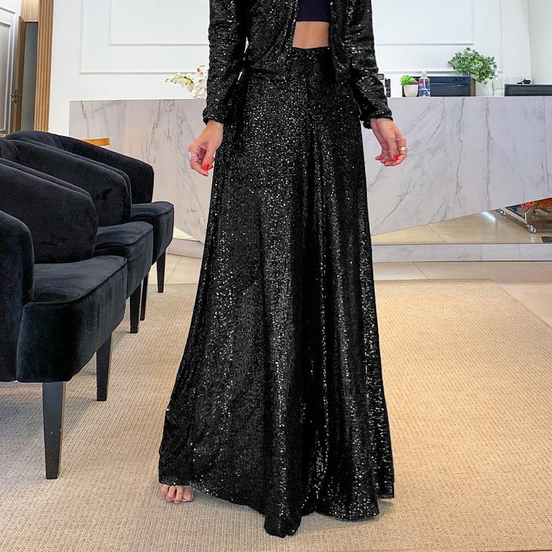 🎅Early Xmas Sales - 55% OFF🎄Women’s Trendy Sequin High Waist Wide Leg Pants