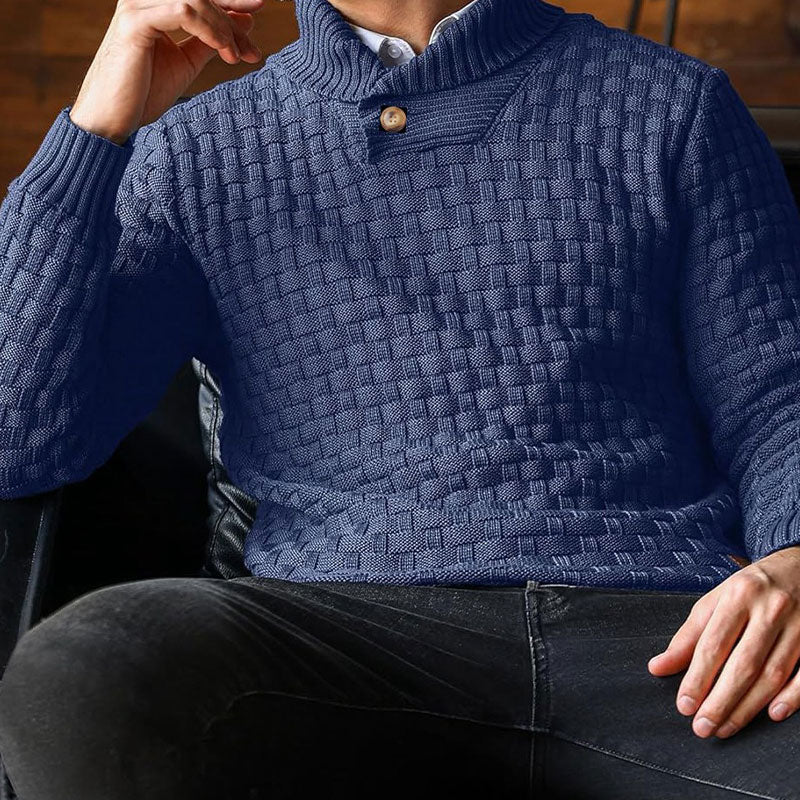 Men’s Textured Stand Collar Pullover Sweater