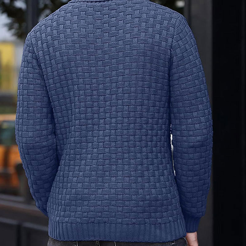 Men’s Textured Stand Collar Pullover Sweater