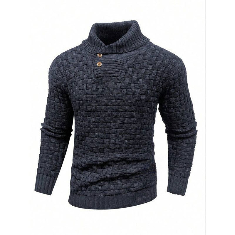 Men’s Textured Stand Collar Pullover Sweater