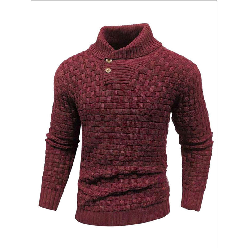 Men’s Textured Stand Collar Pullover Sweater