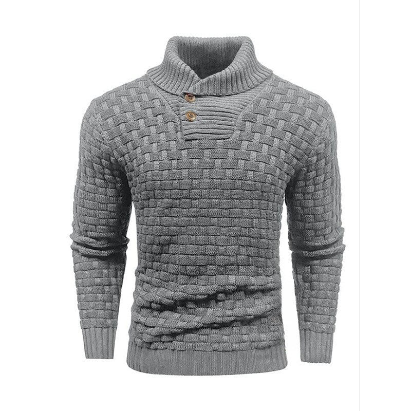 Men’s Textured Stand Collar Pullover Sweater