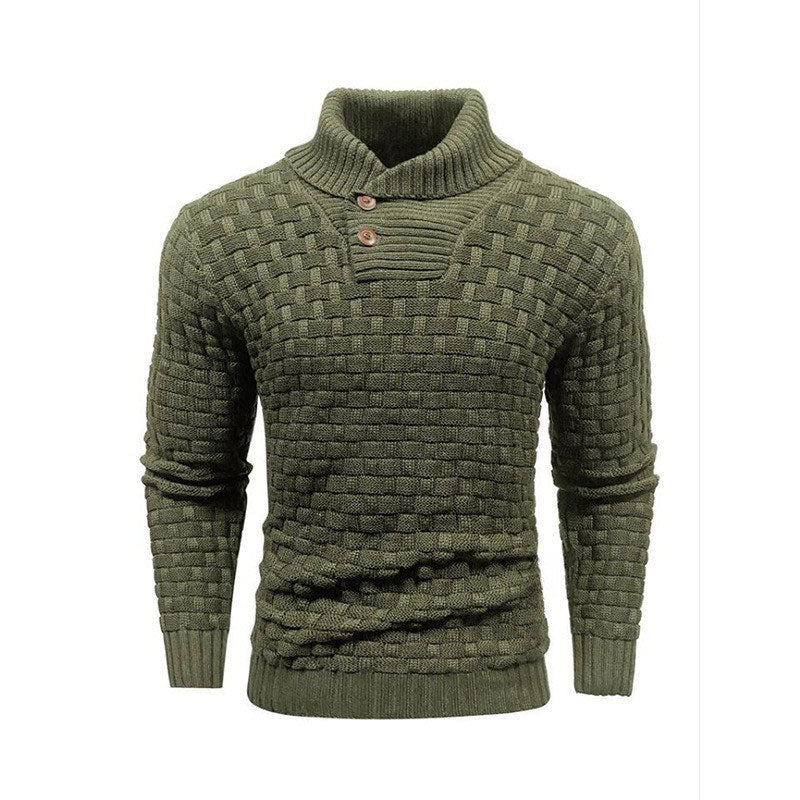 Men’s Textured Stand Collar Pullover Sweater