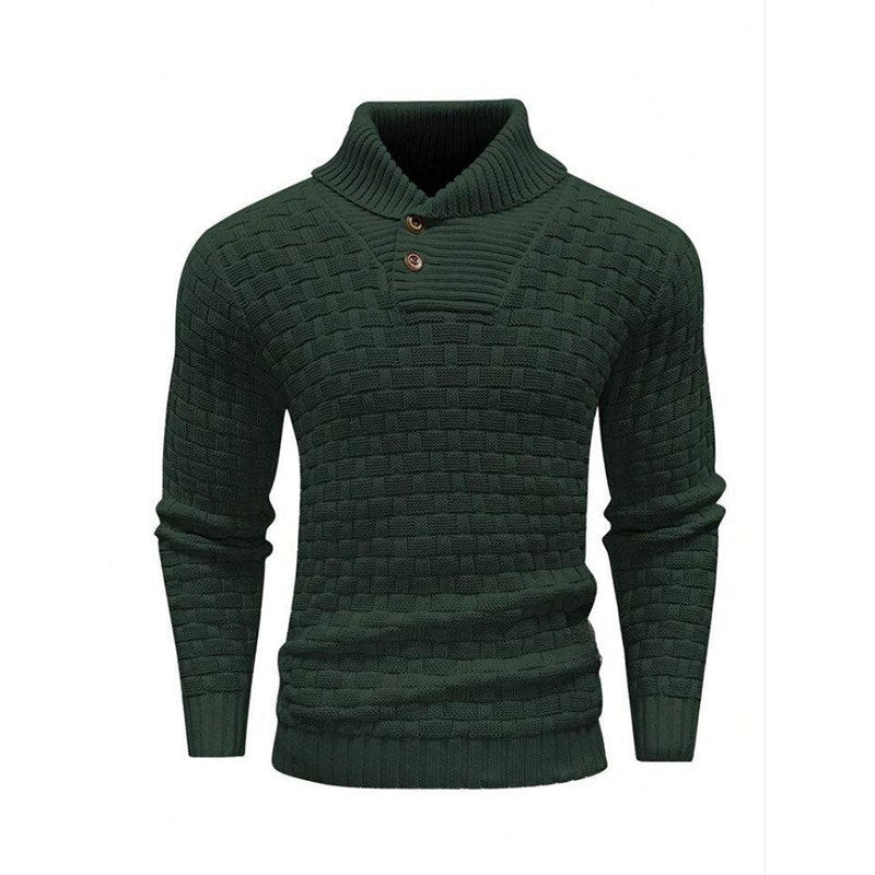 Men’s Textured Stand Collar Pullover Sweater