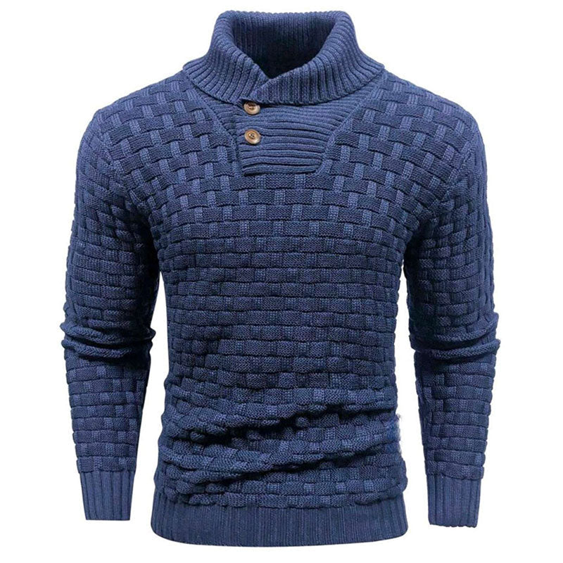 Men’s Textured Stand Collar Pullover Sweater