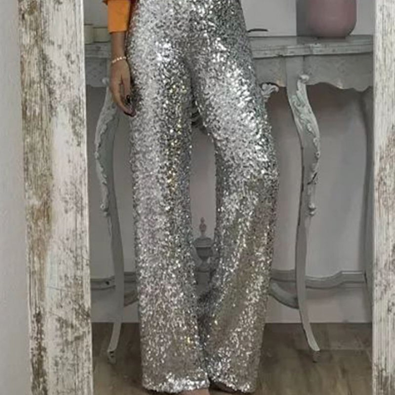 🍂Autumn Specials🍂 Women's High-Waist Sequin Slim Stretch Pants with Flared Legs