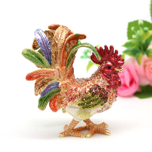 Metal Enamel Craft Lucky Zodiac Rooster Ornament