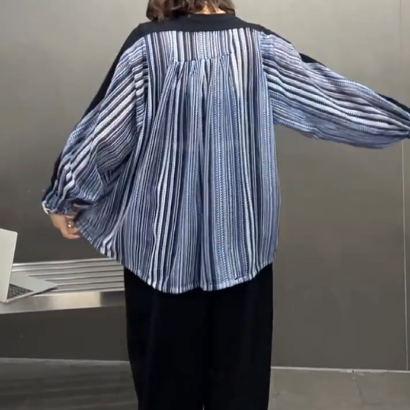 Striped Patchwork Long Sleeve Top