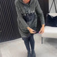 Women's Printed Casual Hoodie Dress with Pockets