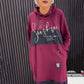 Women's Printed Casual Hoodie Dress with Pockets