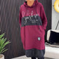 Women's Printed Casual Hoodie Dress with Pockets