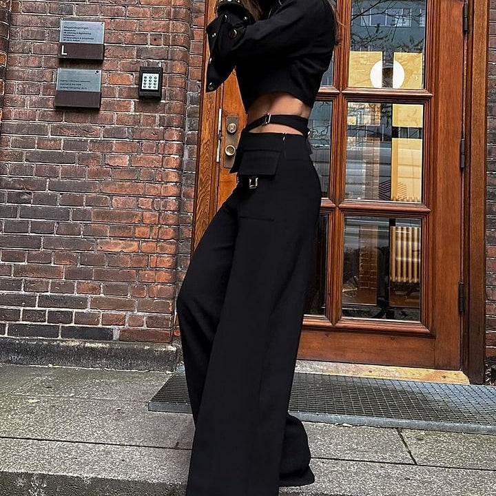 Crop Top & High-Waisted Pants 2-Piece Set