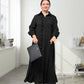 Women's Elegant Long Sleeve Ruffle Trim Maxi Dress