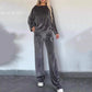 Women’s Cozy Casual Set -  Soft Batwing Top and Wide-Leg Pants
