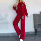 Women’s Cozy Casual Set -  Soft Batwing Top and Wide-Leg Pants