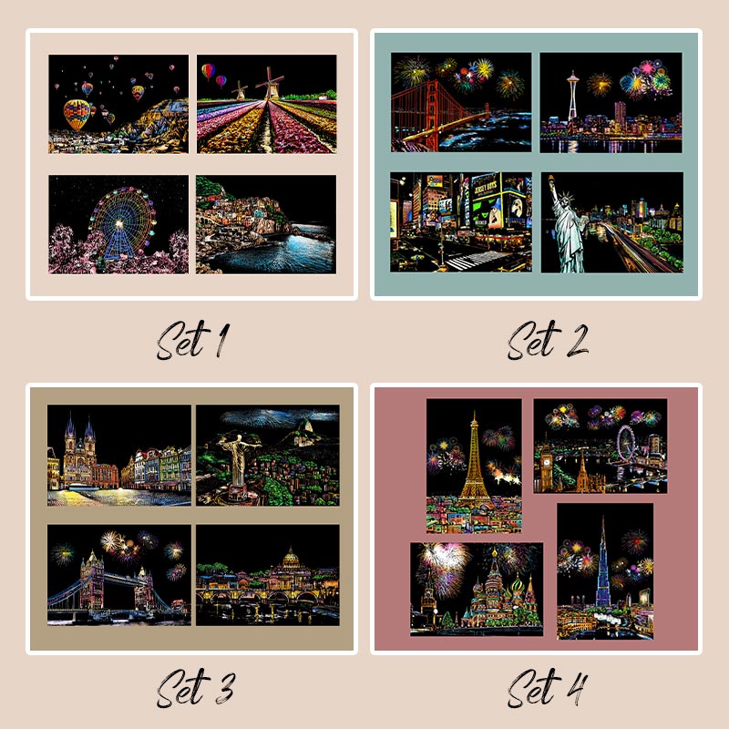 🧠4pcs Creative Scratch Paintings Set with Tool（🚀55%OFF）