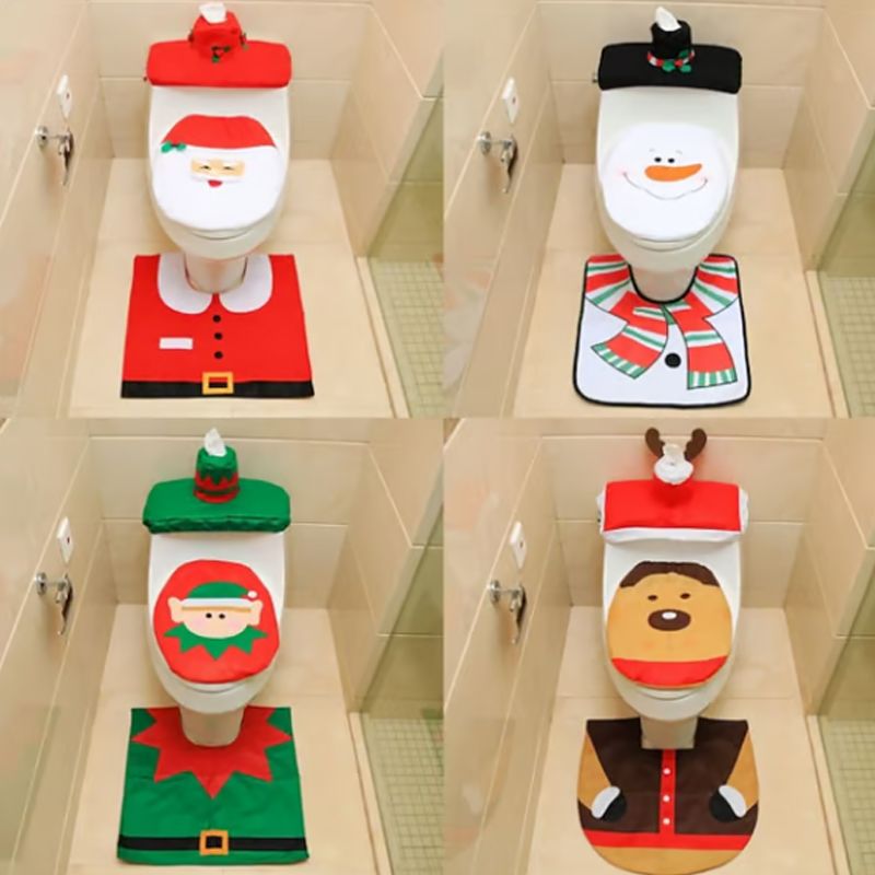 Christmas Santa Toilet Cover 3-piece Set