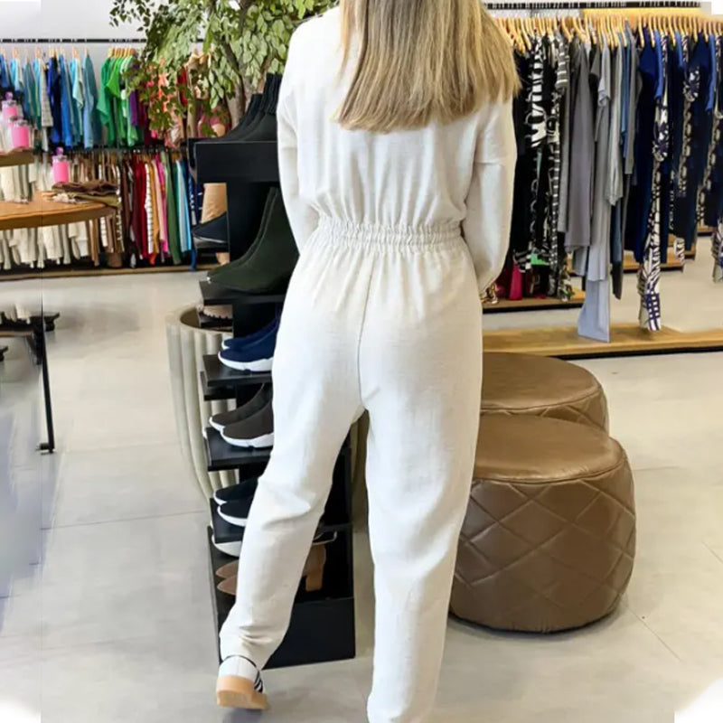 Deep V-Neck Drawstring Waist Jumpsuit for Women