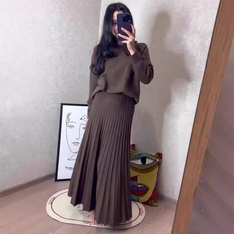 💞Winter Wardrobe Essentials 62%OFF 💞Women's Round-Neck Top ＆ Pleated Skirt 2-Piece Set