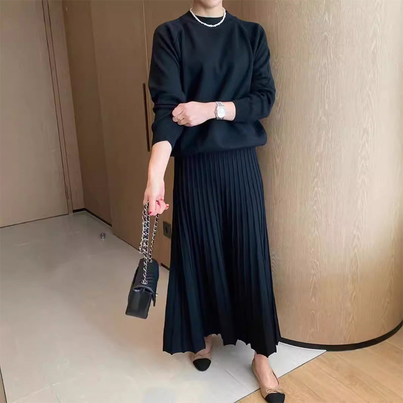 💞Winter Wardrobe Essentials 62%OFF 💞Women's Round-Neck Top ＆ Pleated Skirt 2-Piece Set