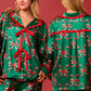 Christmas Printed Bow Tie 2 Piece Pajama Set