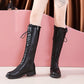 Women's Lace Up Chunky Heel Knee-High Boots