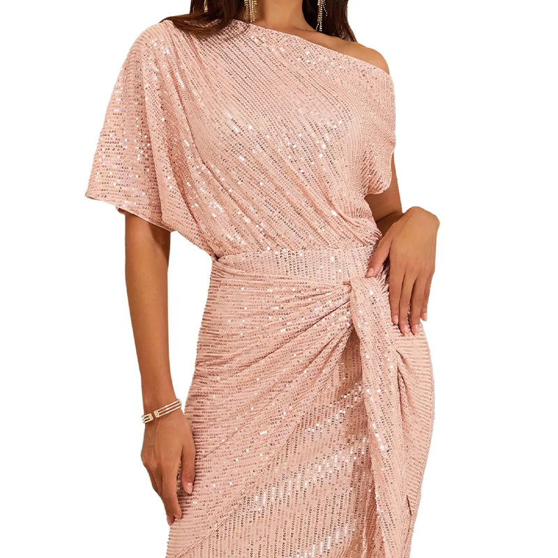 💃Hot Sales - 49% OFF🎉Sparkly One-Shoulder Ruched Dress✨