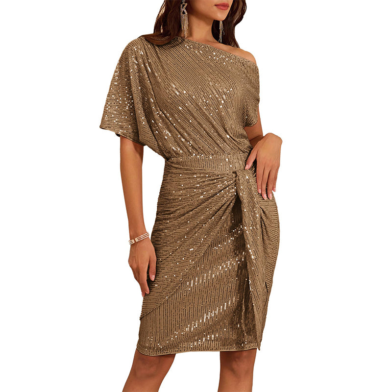 💃Hot Sales - 49% OFF🎉Sparkly One-Shoulder Ruched Dress✨