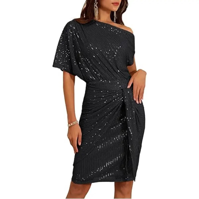 💃Hot Sales - 49% OFF🎉Sparkly One-Shoulder Ruched Dress✨