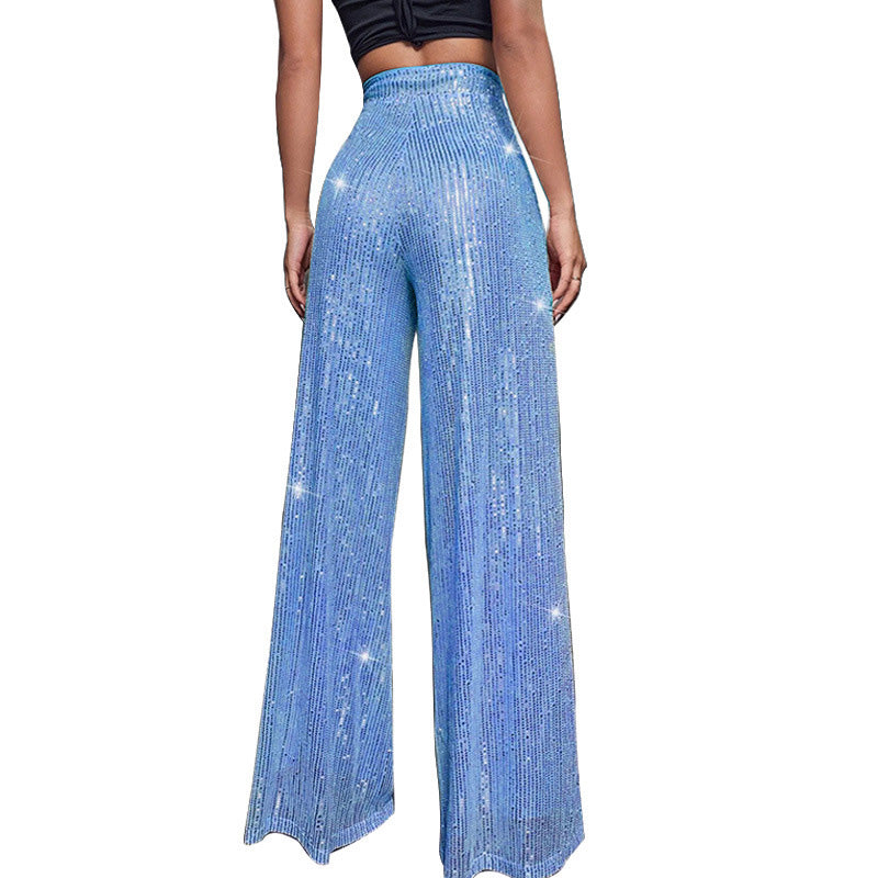 Elastic sequin pants