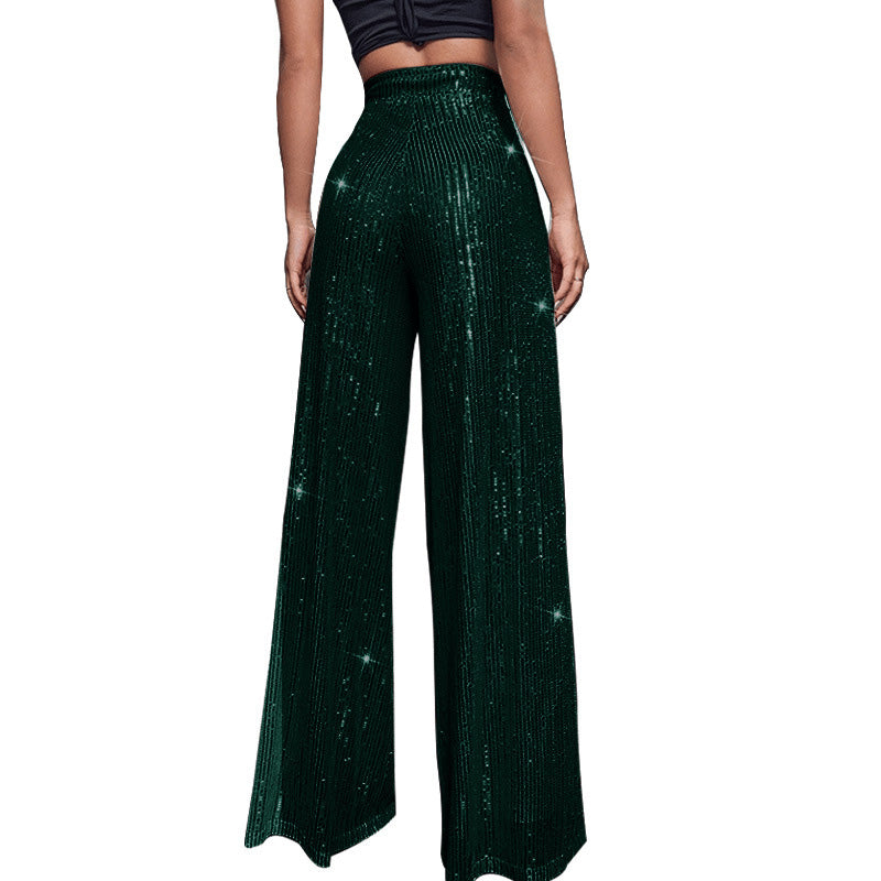 Elastic sequin pants