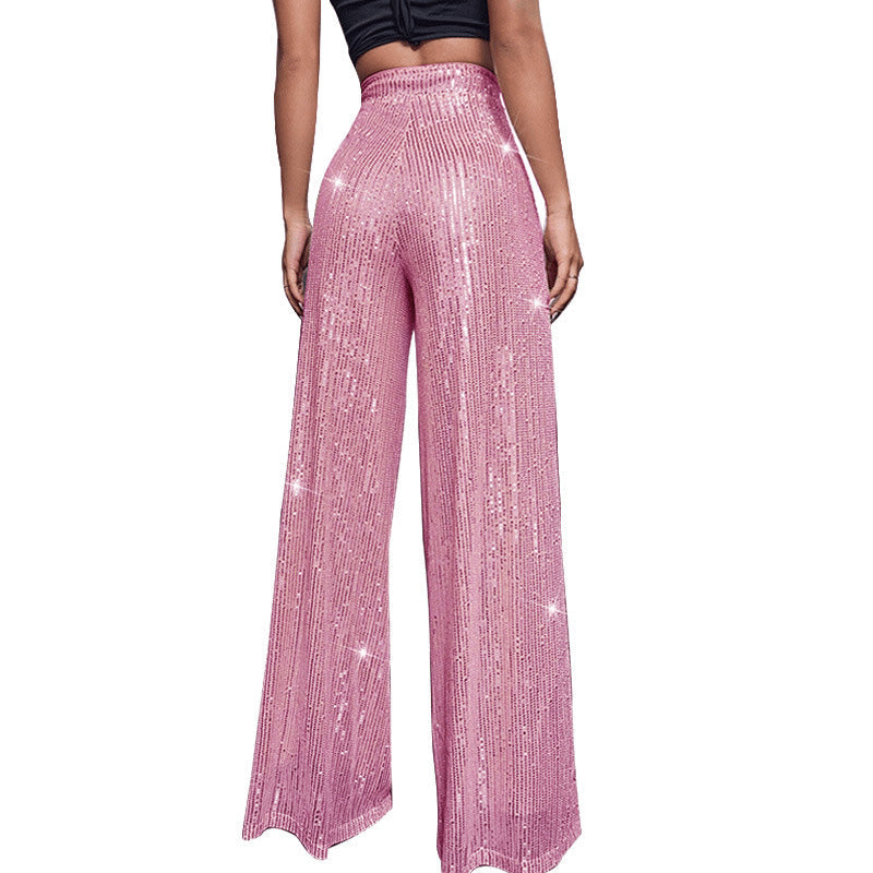 Elastic sequin pants