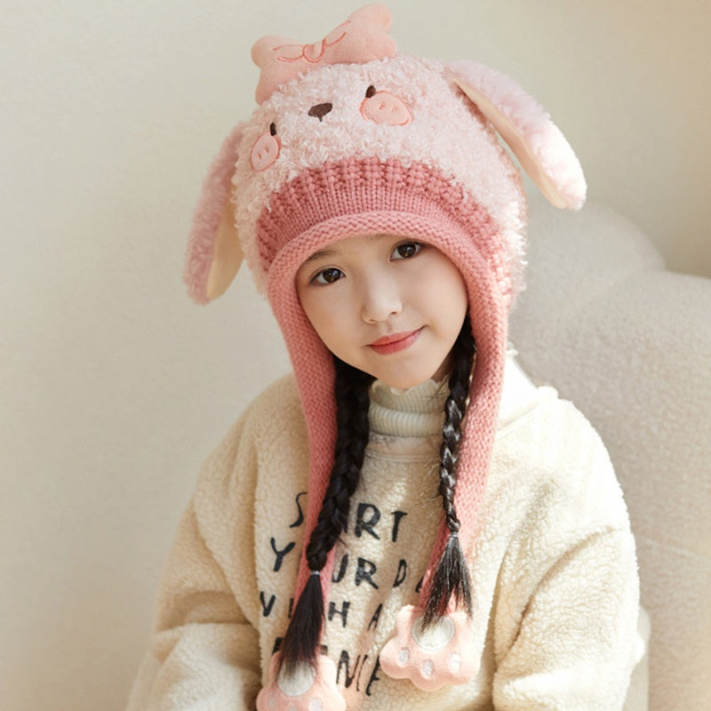 Plush Animal Beanie Hat with Ear Flap