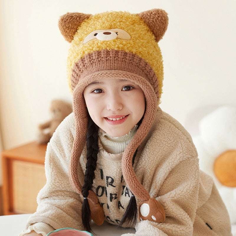 Plush Animal Beanie Hat with Ear Flap