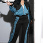 Women’s Trendy Color Block Jacket & Pants 2-Piece Set