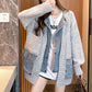 Fashionable and Comfortable Women's Knit Denim Patchwork Jacket
