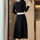 Women's Elegant Pleated Contrast Color Dress