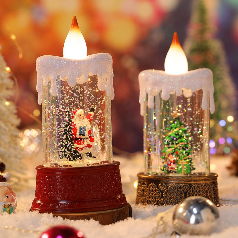 Candle Style Christmas Snow Globe Light