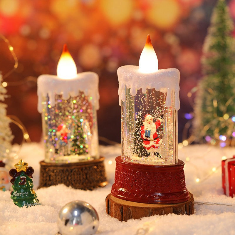 Candle Style Christmas Snow Globe Light