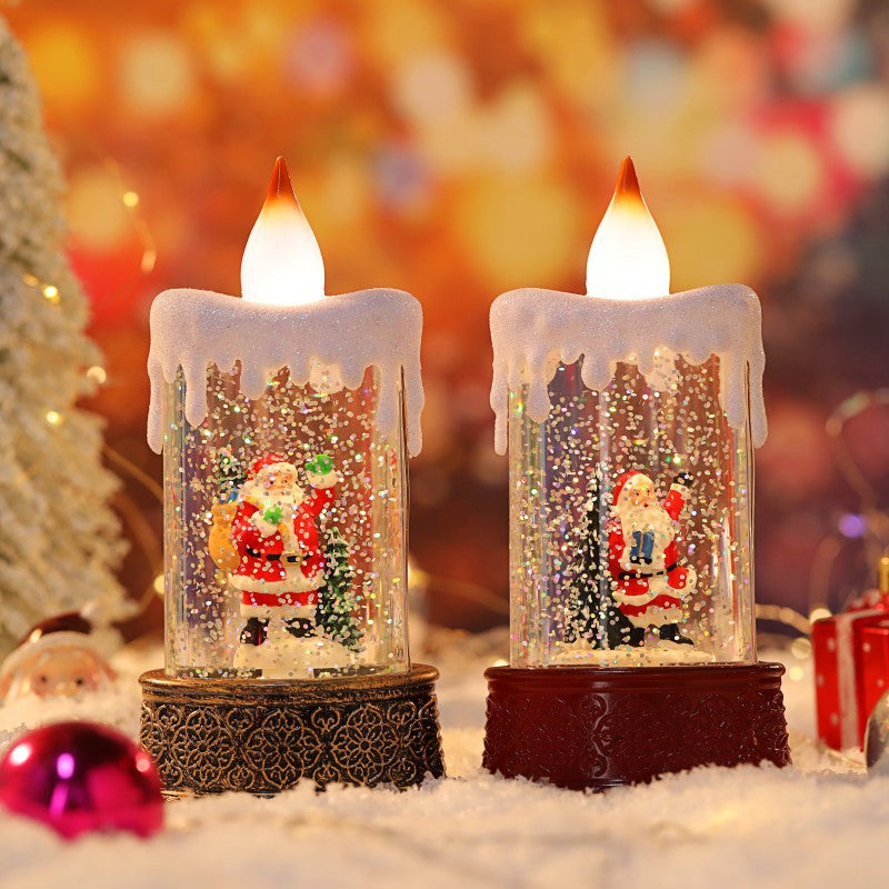 Candle Style Christmas Snow Globe Light