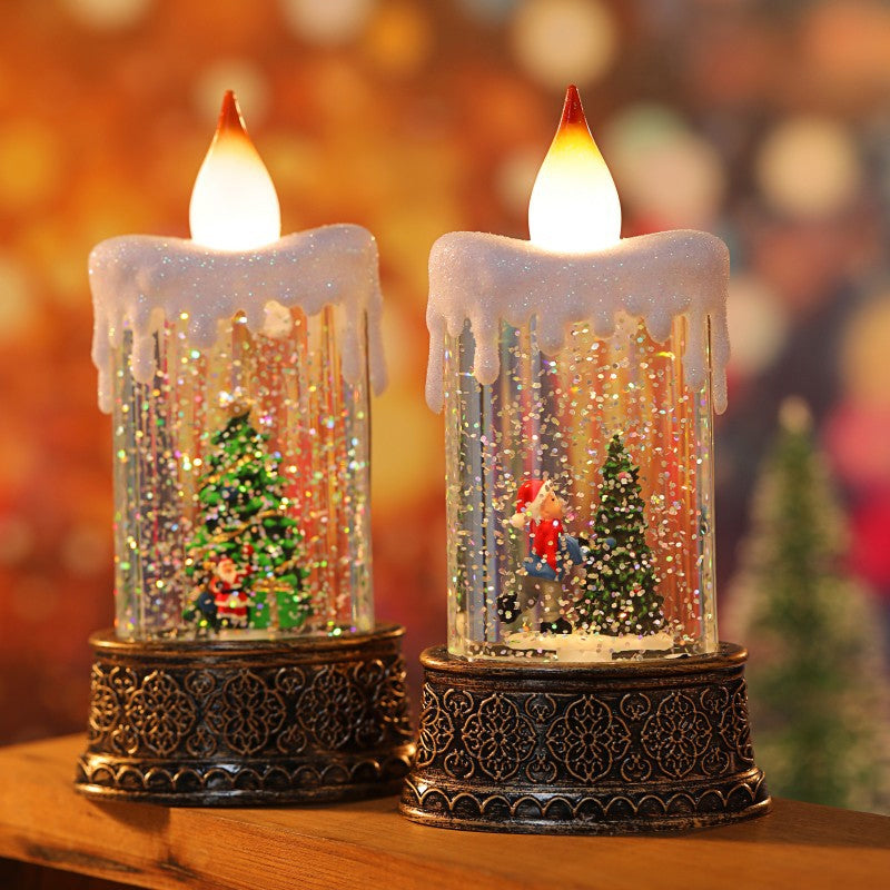 Candle Style Christmas Snow Globe Light