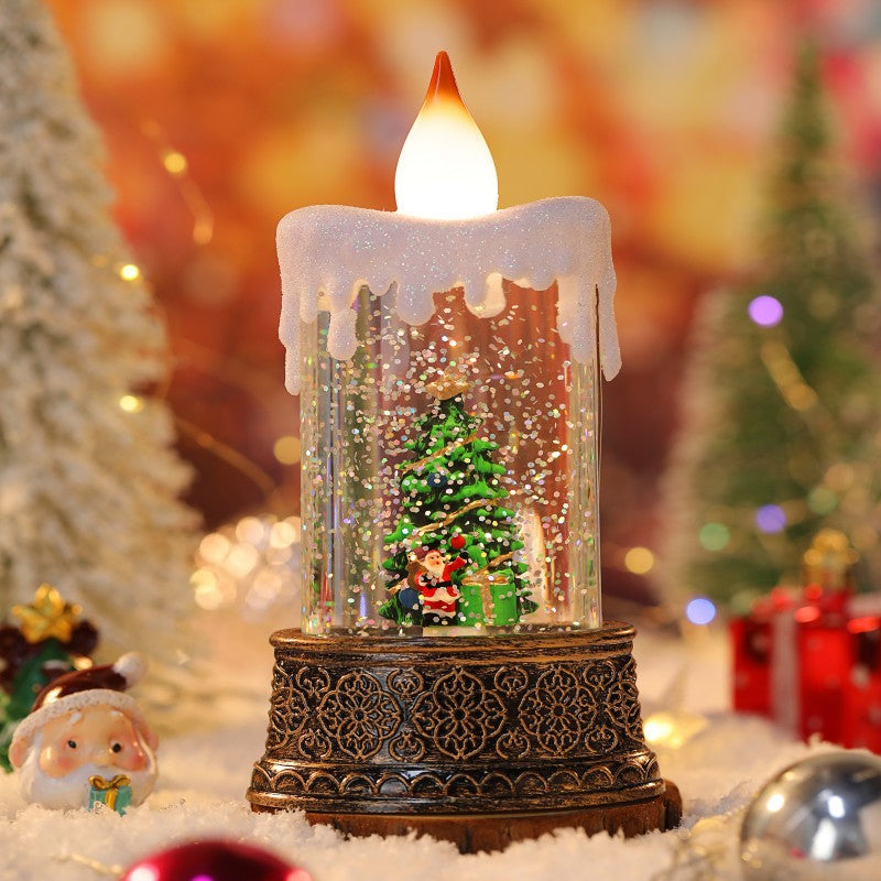 Candle Style Christmas Snow Globe Light