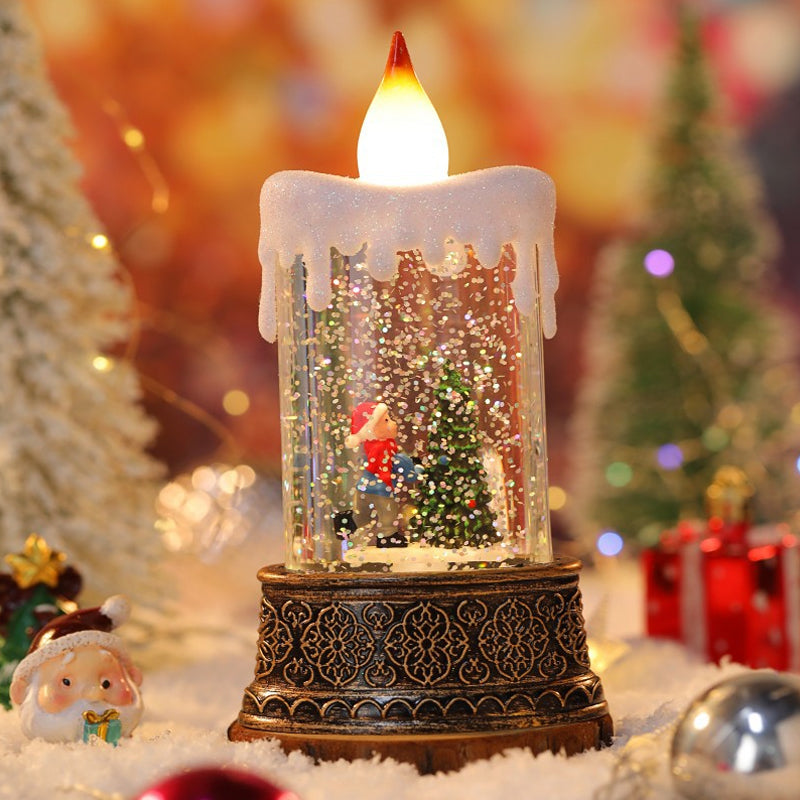 Candle Style Christmas Snow Globe Light