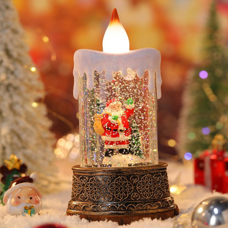 Candle Style Christmas Snow Globe Light