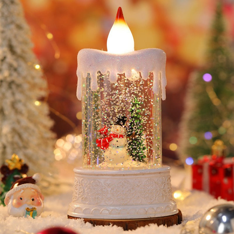 Candle Style Christmas Snow Globe Light